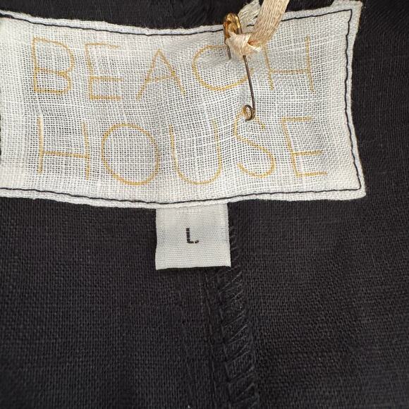 NWT BEACH HOUSE Black Linen Minimalist Sleeveless Shift Dress - Picture 6 of 6